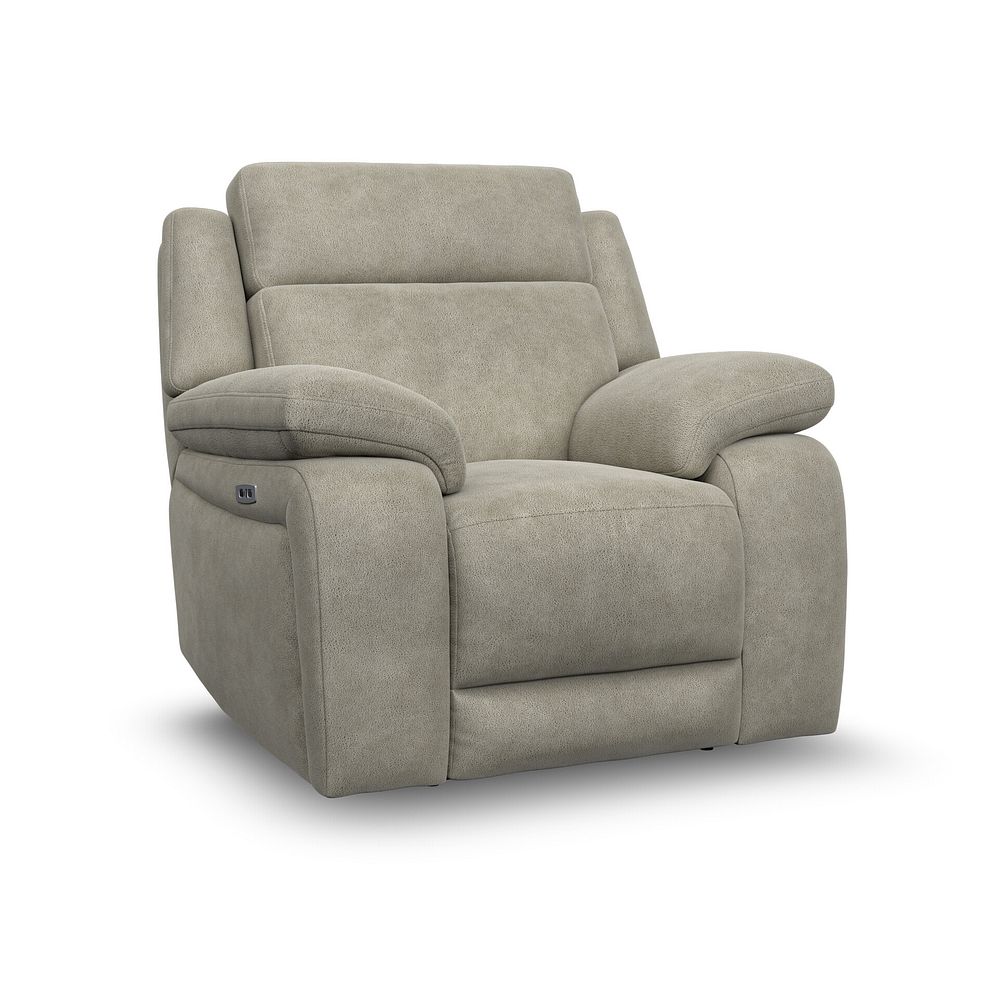 Emerson Electric Recliner Armchair in Miller Taupe Fabric 1