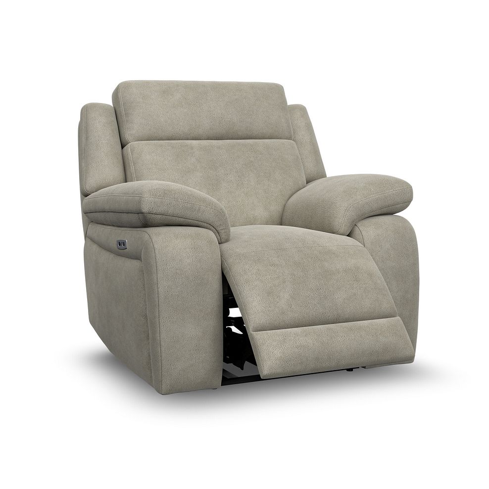 Emerson Electric Recliner Armchair in Miller Taupe Fabric 2