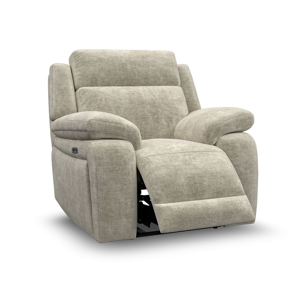 Emerson Electric Recliner Armchair in Plush Beige Fabric 2