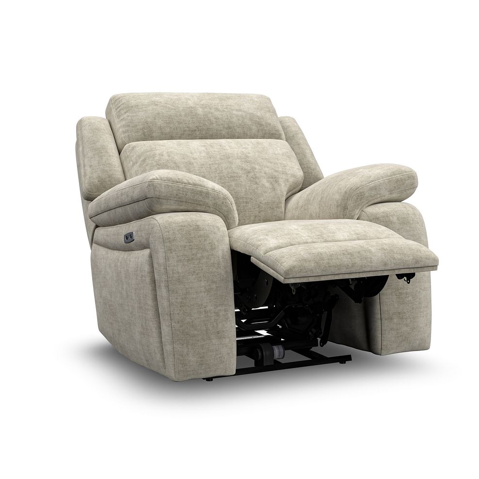 Emerson Electric Recliner Armchair in Plush Beige Fabric 3