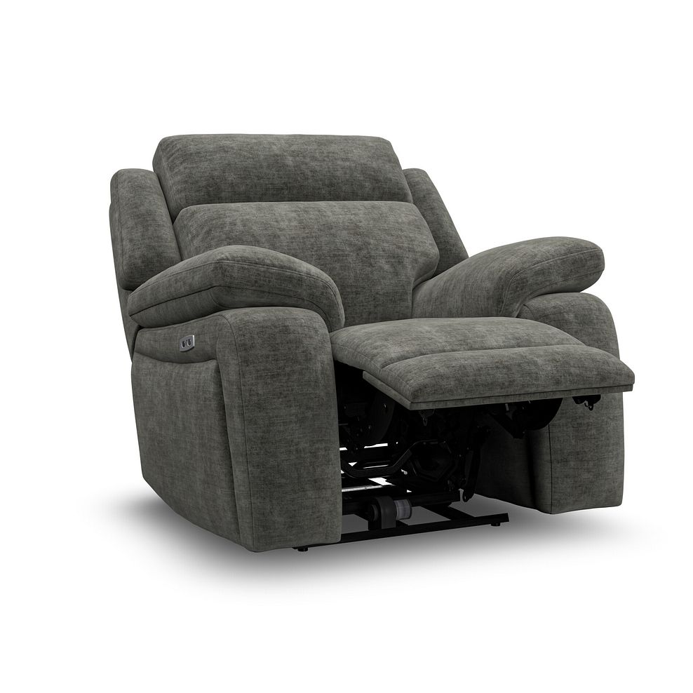Emerson Electric Recliner Armchair in Plush Charcoal Fabric 3