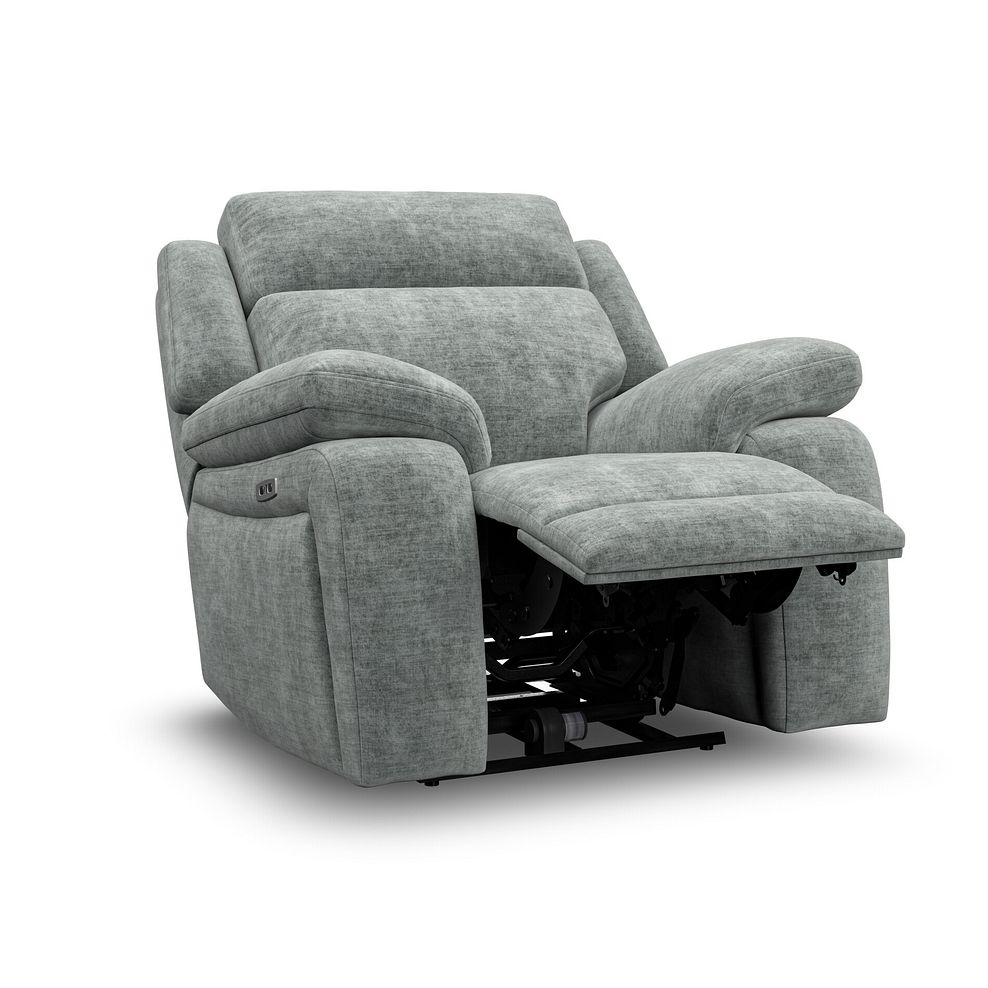 Emerson Electric Recliner Armchair in Plush Silver Fabric 3