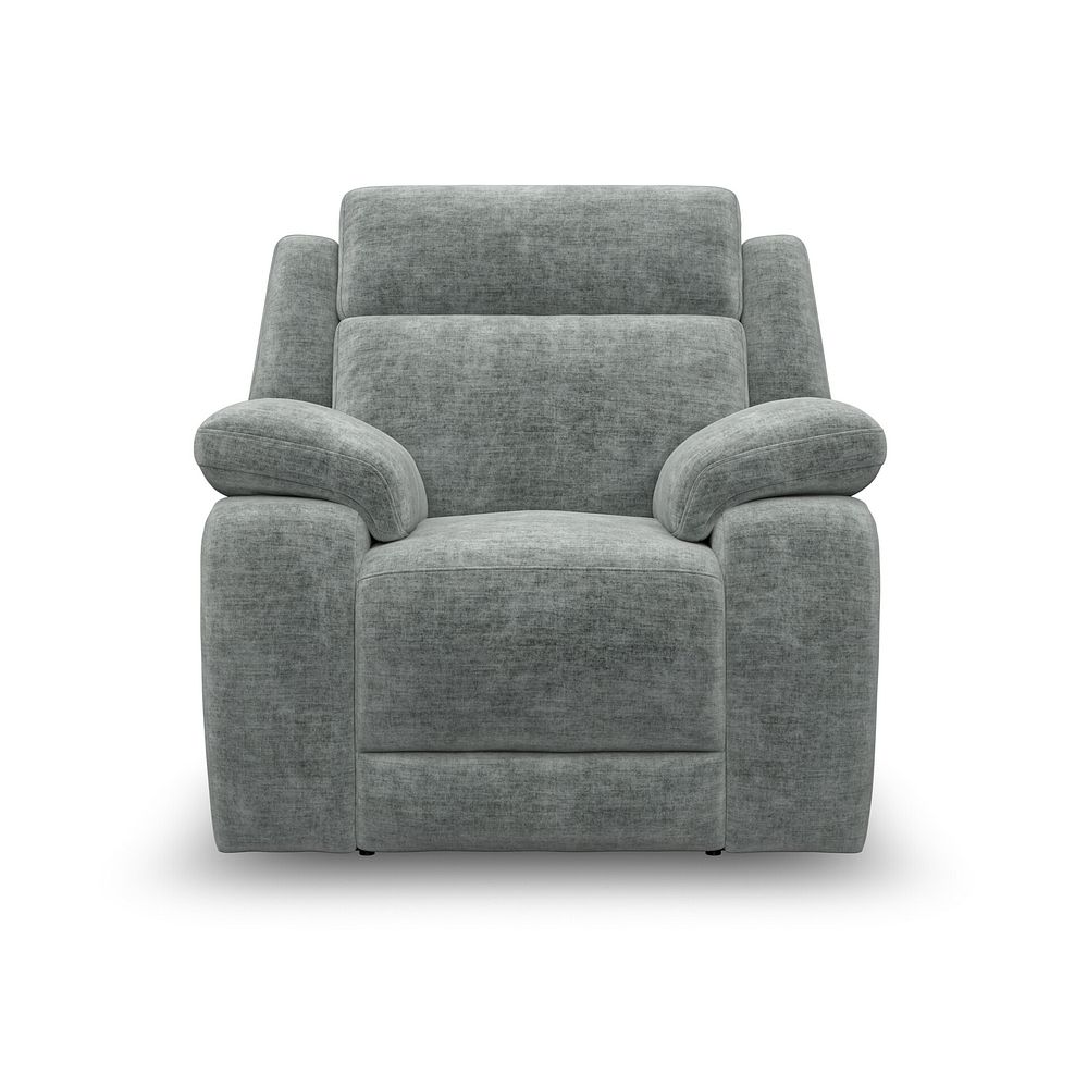 Emerson Electric Recliner Armchair in Plush Silver Fabric 4