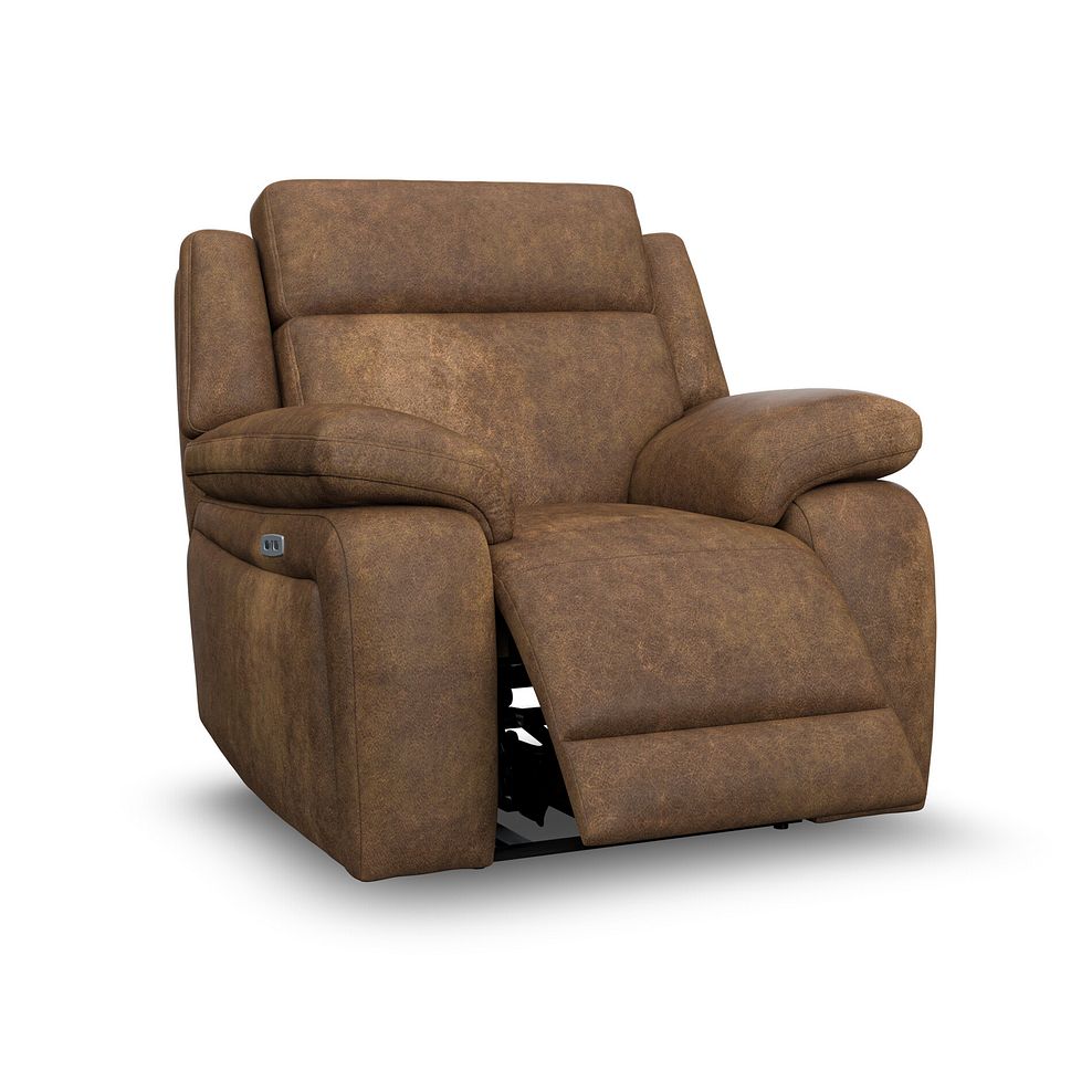 Emerson Electric Recliner Armchair in Ranch Brown Fabric 2