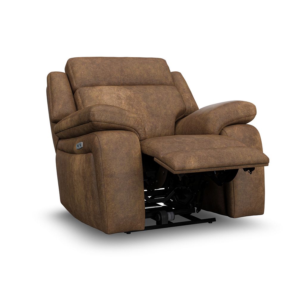 Emerson Electric Recliner Armchair in Ranch Brown Fabric 3