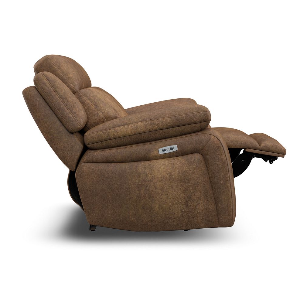 Emerson Electric Recliner Armchair in Ranch Brown Fabric 7
