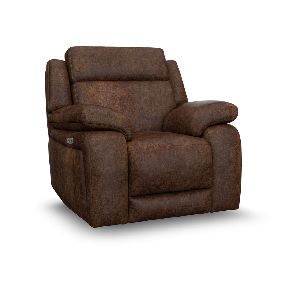 Emerson Electric Recliner Armchair in Ranch Dark Brown Fabric 1