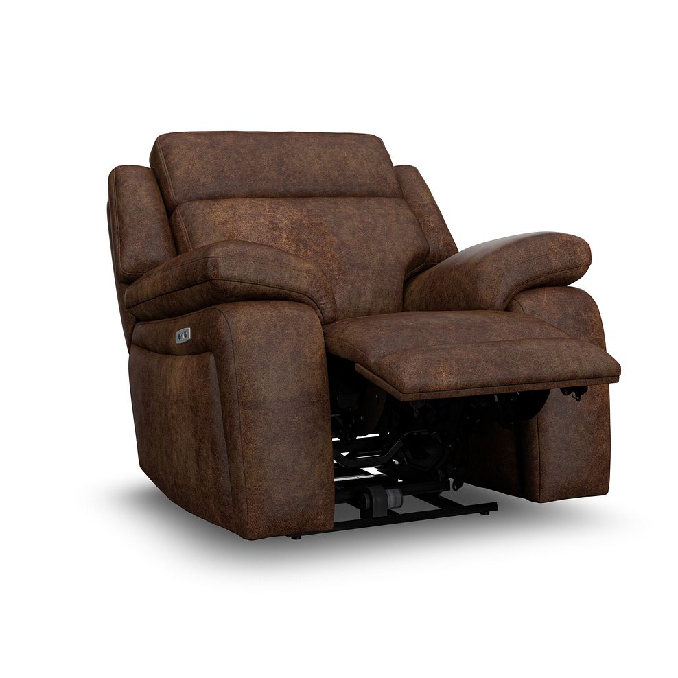 Emerson Electric Recliner Armchair in Ranch Dark Brown Fabric 3