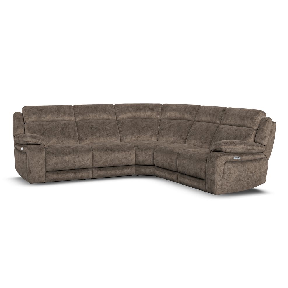 Emerson Large Corner Electric Recliner Sofa in Dapple Chocolate Fabric 1