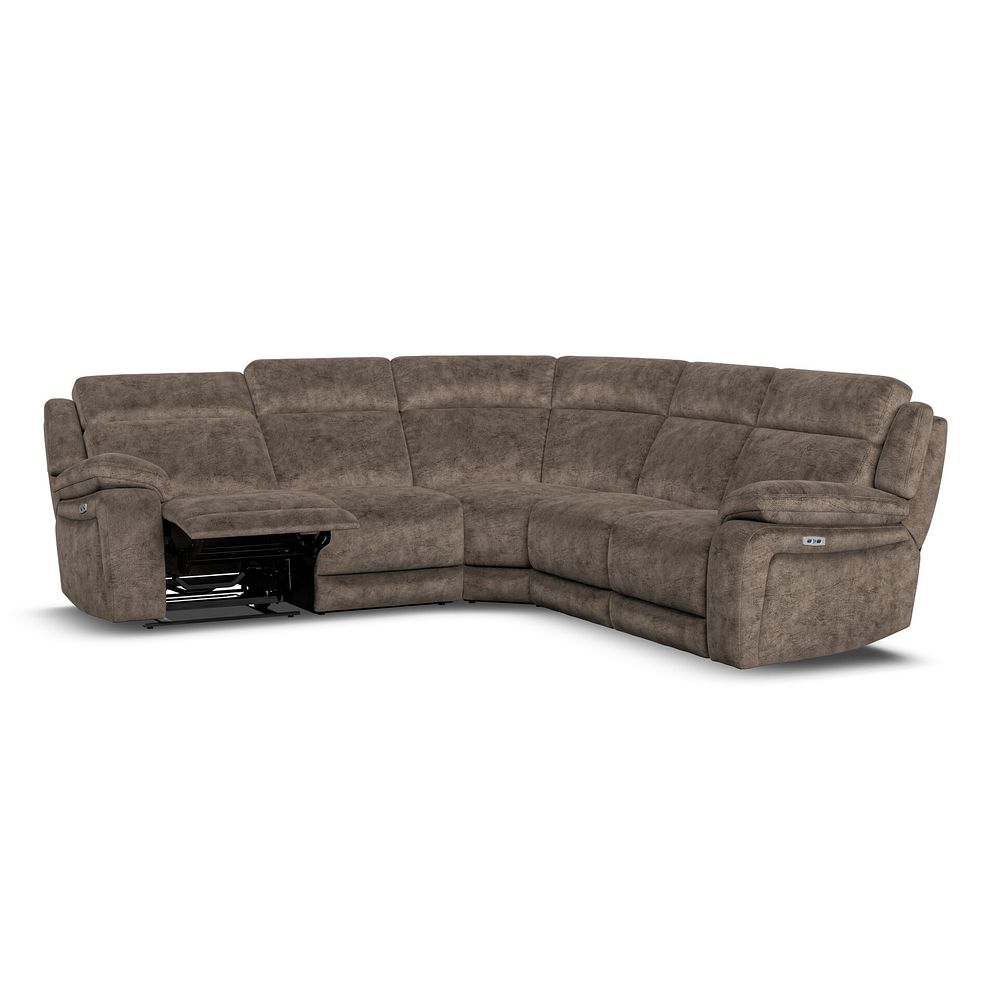 Emerson Large Corner Electric Recliner Sofa in Dapple Chocolate Fabric 3