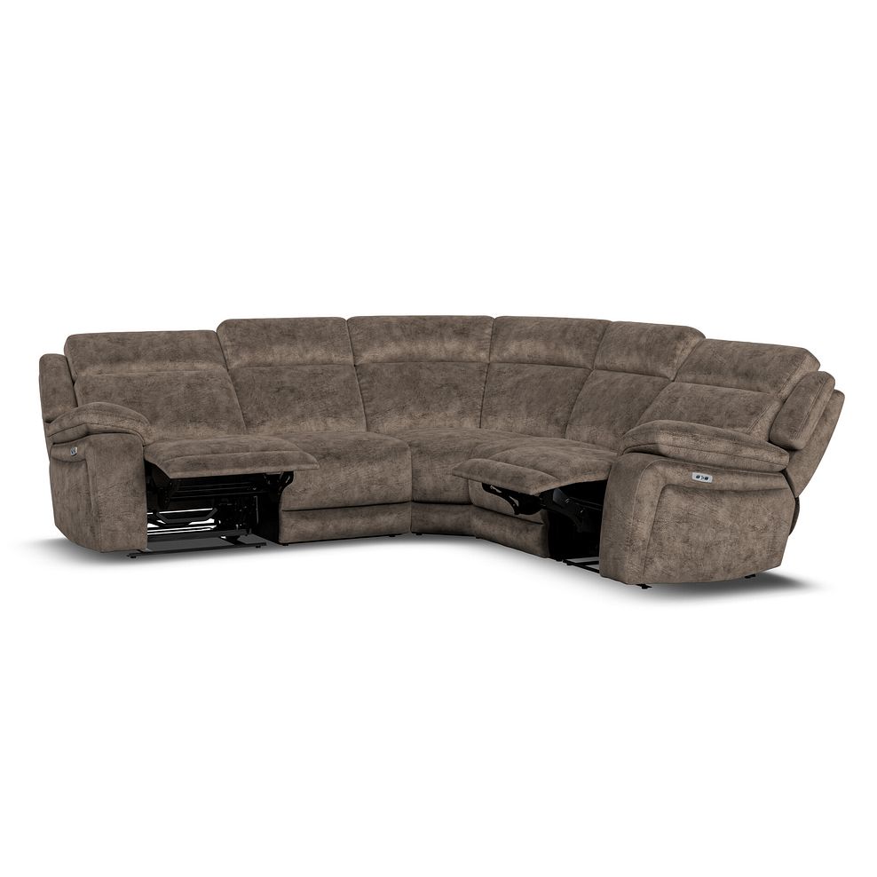 Emerson Large Corner Electric Recliner Sofa in Dapple Chocolate Fabric 4