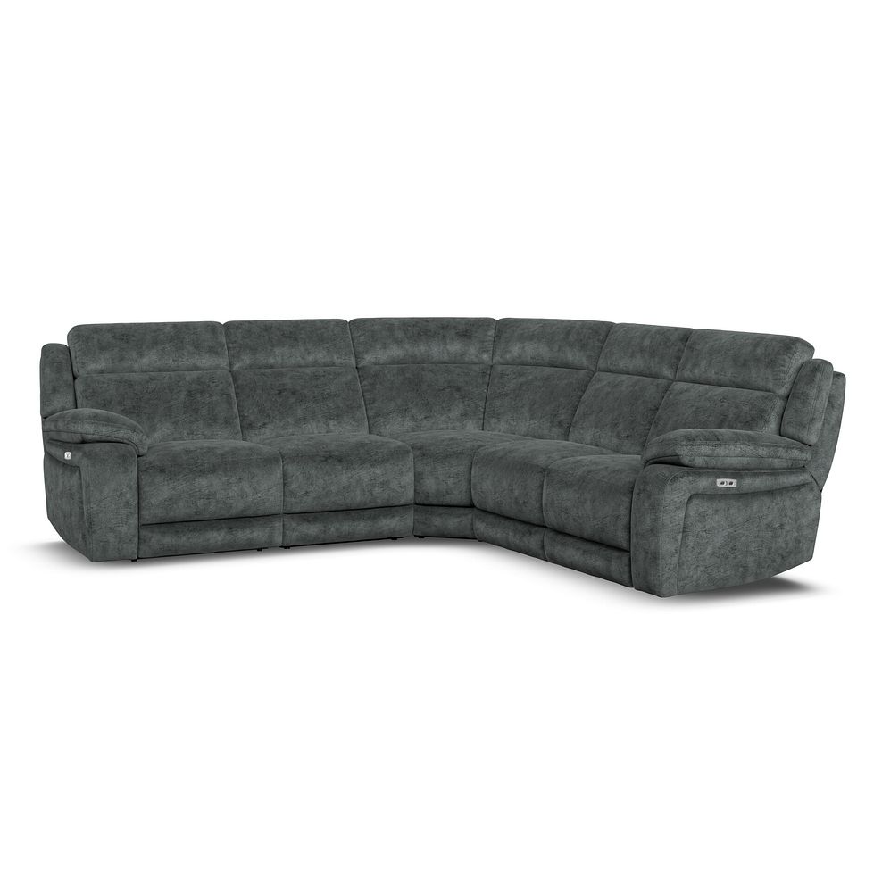 Emerson Large Corner Electric Recliner Sofa in Dapple Grey Fabric 1