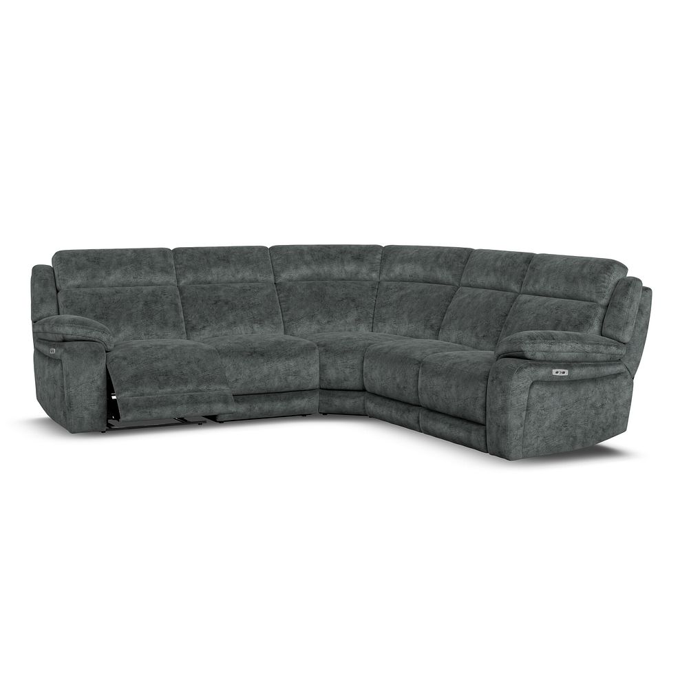 Emerson Large Corner Electric Recliner Sofa in Dapple Grey Fabric 2