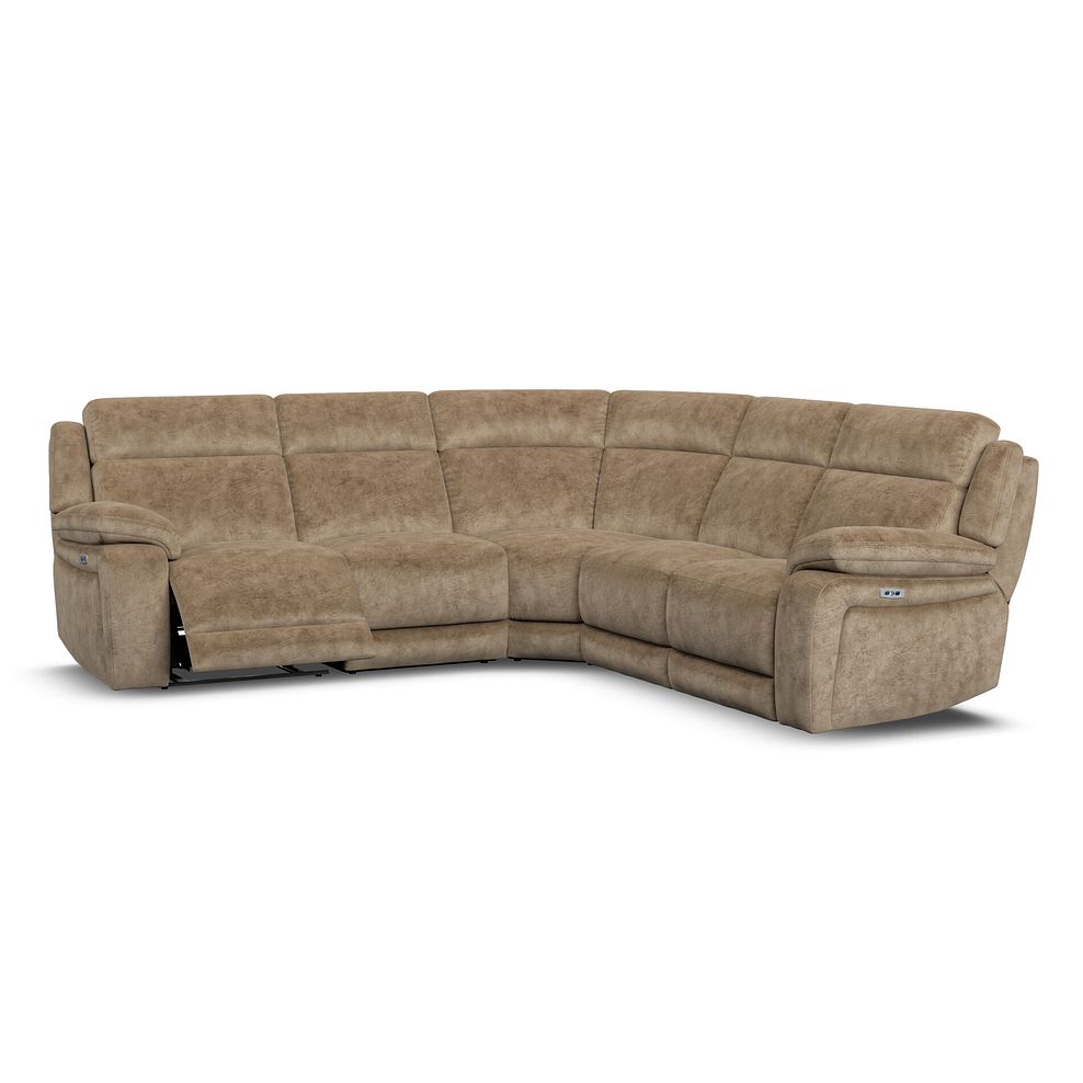 Emerson Large Corner Electric Recliner Sofa in Dapple Taupe Fabric 2