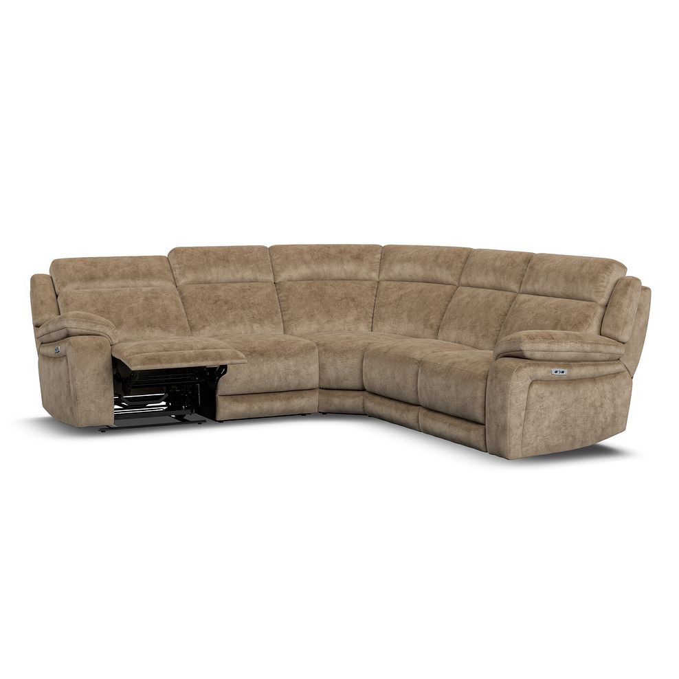 Emerson Large Corner Electric Recliner Sofa in Dapple Taupe Fabric 3