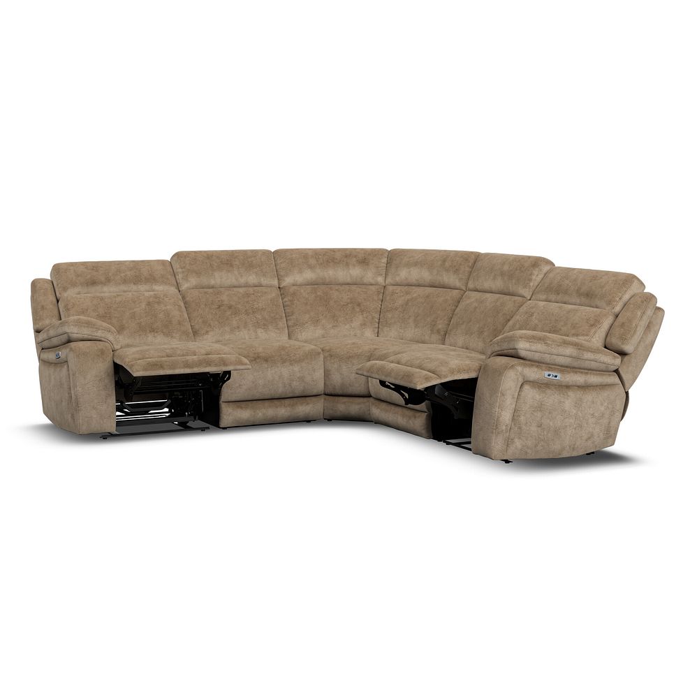 Emerson Large Corner Electric Recliner Sofa in Dapple Taupe Fabric 4