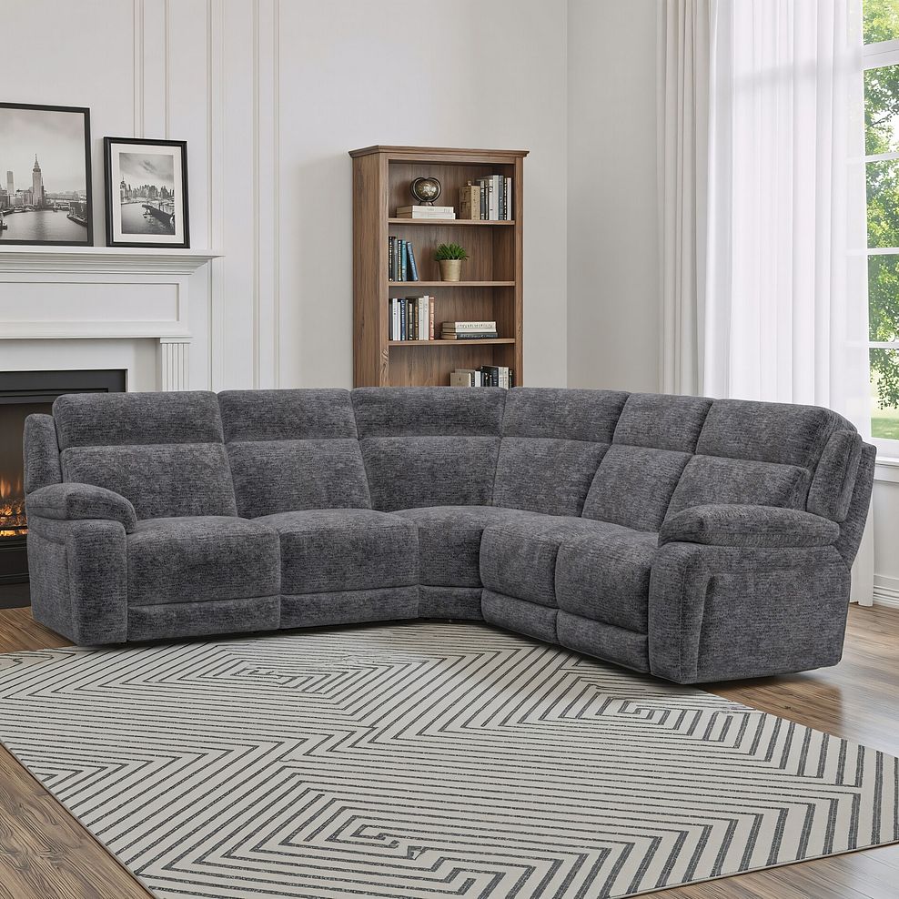 Emerson Large Corner Electric Recliner Sofa in Luxe Charcoal Fabric 1