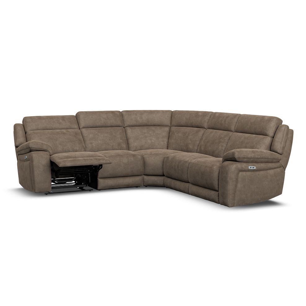 Emerson Large Corner Electric Recliner Sofa in Miller Earth Brown Fabric 3