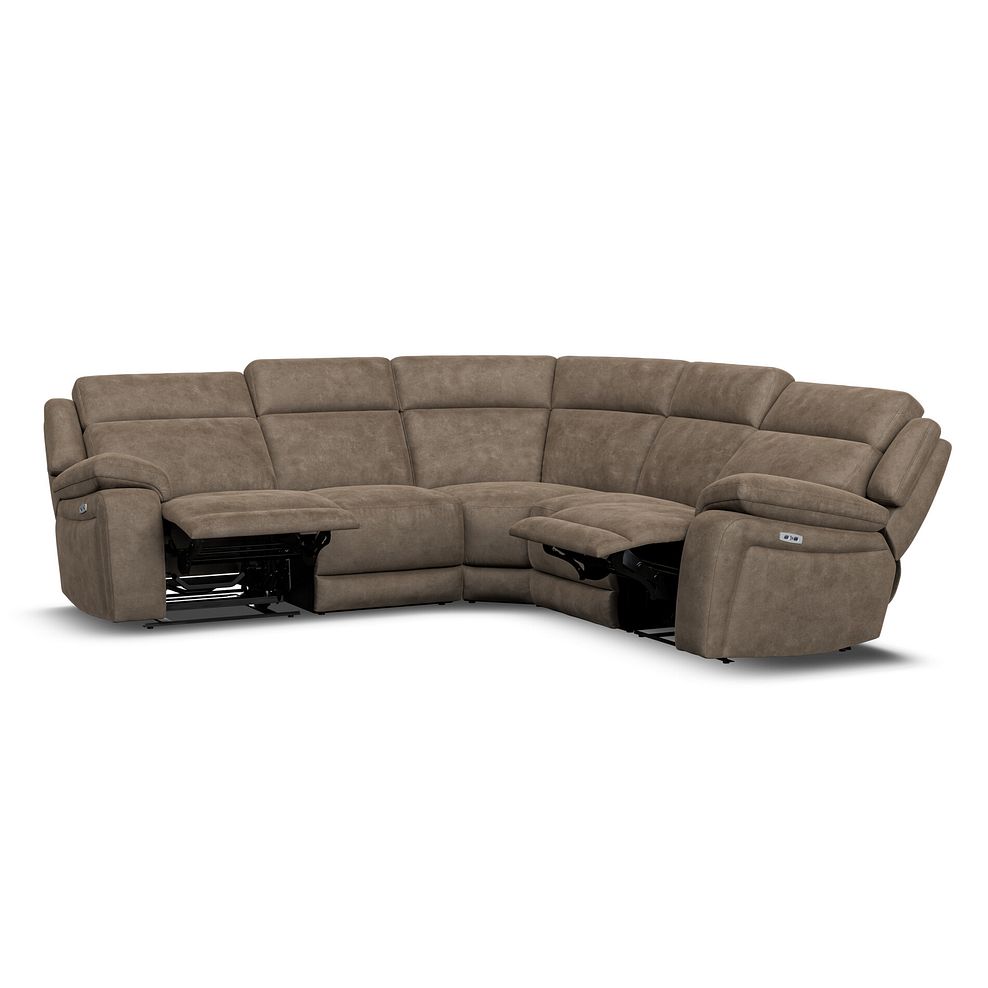 Emerson Large Corner Electric Recliner Sofa in Miller Earth Brown Fabric 4