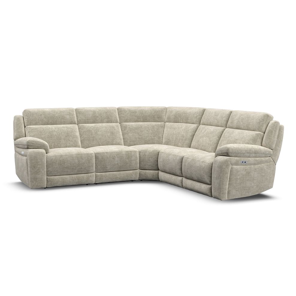 Emerson Large Corner Electric Recliner Sofa in Plush Beige Fabric 1