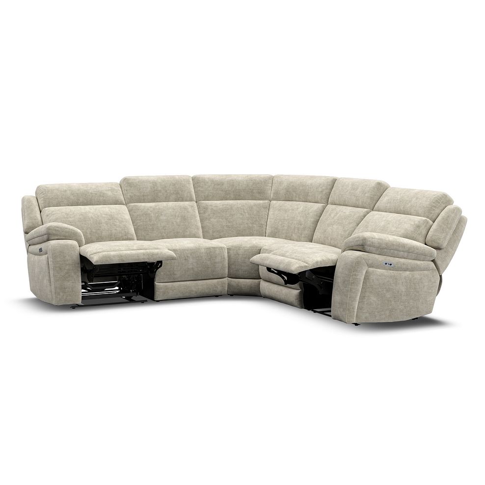 Emerson Large Corner Electric Recliner Sofa in Plush Beige Fabric 4