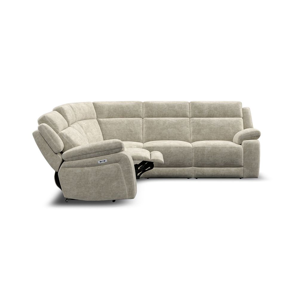 Emerson Large Corner Electric Recliner Sofa in Plush Beige Fabric 8
