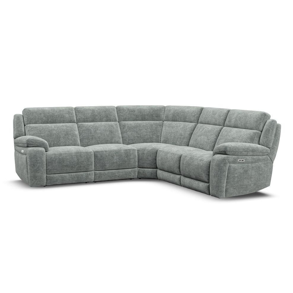 Emerson Large Corner Electric Recliner Sofa in Plush Silver Fabric 1