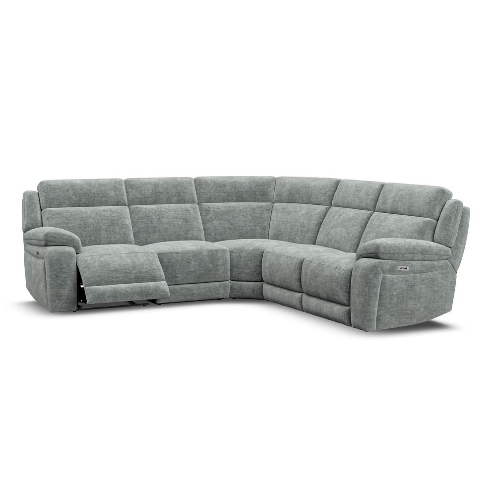 Emerson Large Corner Electric Recliner Sofa in Plush Silver Fabric 2