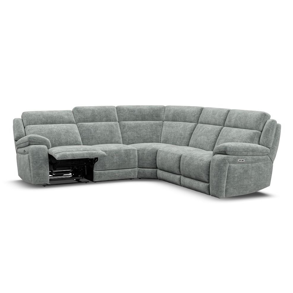 Emerson Large Corner Electric Recliner Sofa in Plush Silver Fabric 3