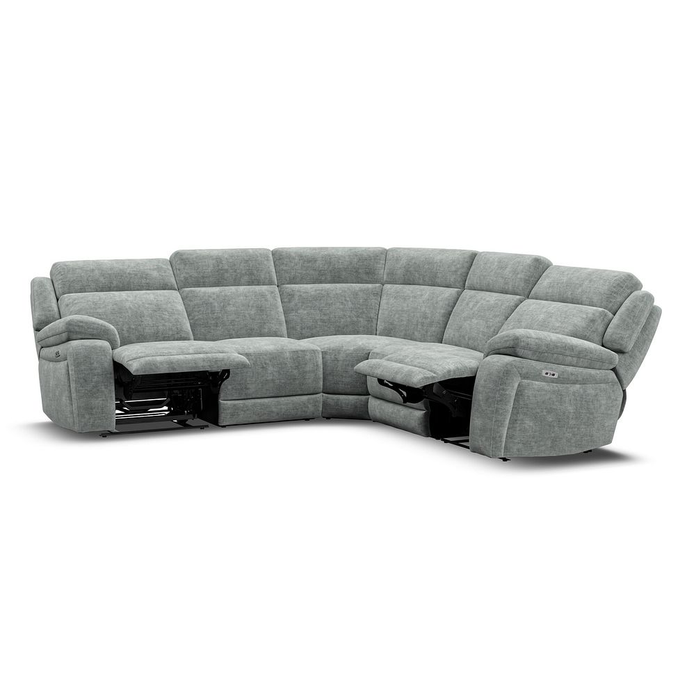 Emerson Large Corner Electric Recliner Sofa in Plush Silver Fabric 4