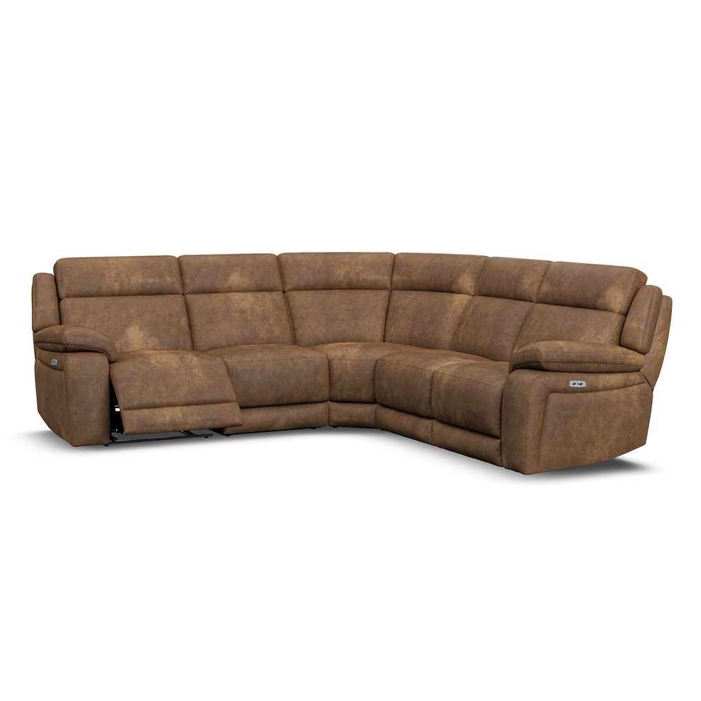 Emerson Large Corner Electric Recliner Sofa in Ranch Brown Fabric 2