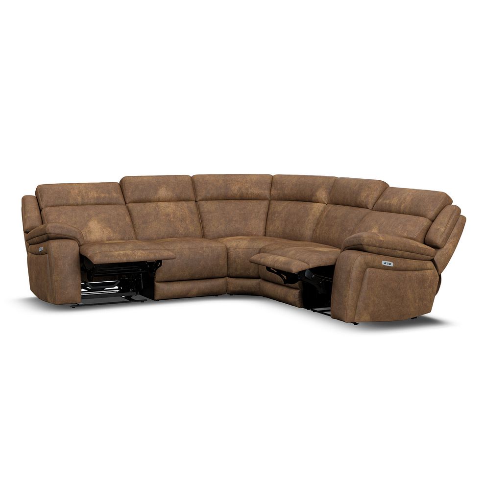 Emerson Large Corner Electric Recliner Sofa in Ranch Brown Fabric 4