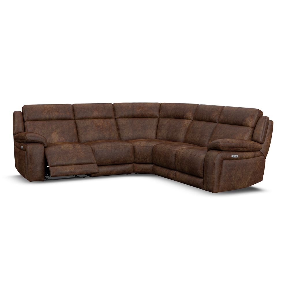 Emerson Large Corner Electric Recliner Sofa in Ranch Dark Brown Fabric 2