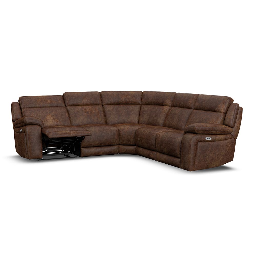 Emerson Large Corner Electric Recliner Sofa in Ranch Dark Brown Fabric 3