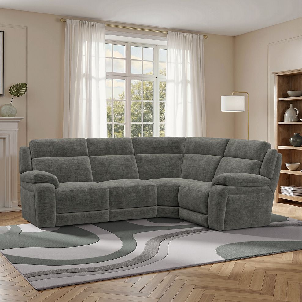 Emerson Left Hand Corner Electric Recliner Sofa in Plush Charcoal Fabric 1