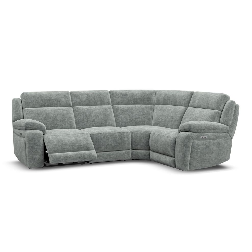 Emerson Left Hand Corner Electric Recliner Sofa in Plush Silver Fabric 2