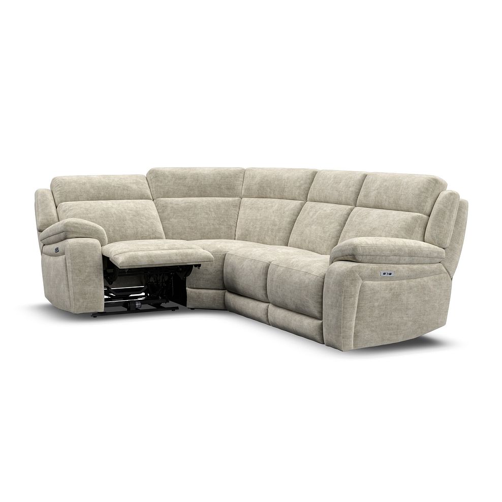 Emerson Right Hand Corner Electric Recliner Sofa in Plush Beige Fabric 3