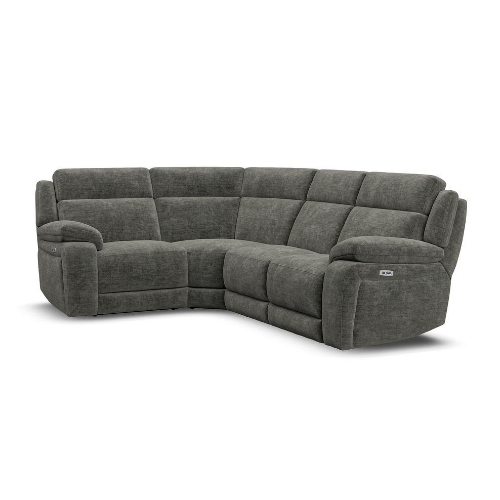 Emerson Right Hand Corner Electric Recliner Sofa in Plush Charcoal Fabric 1