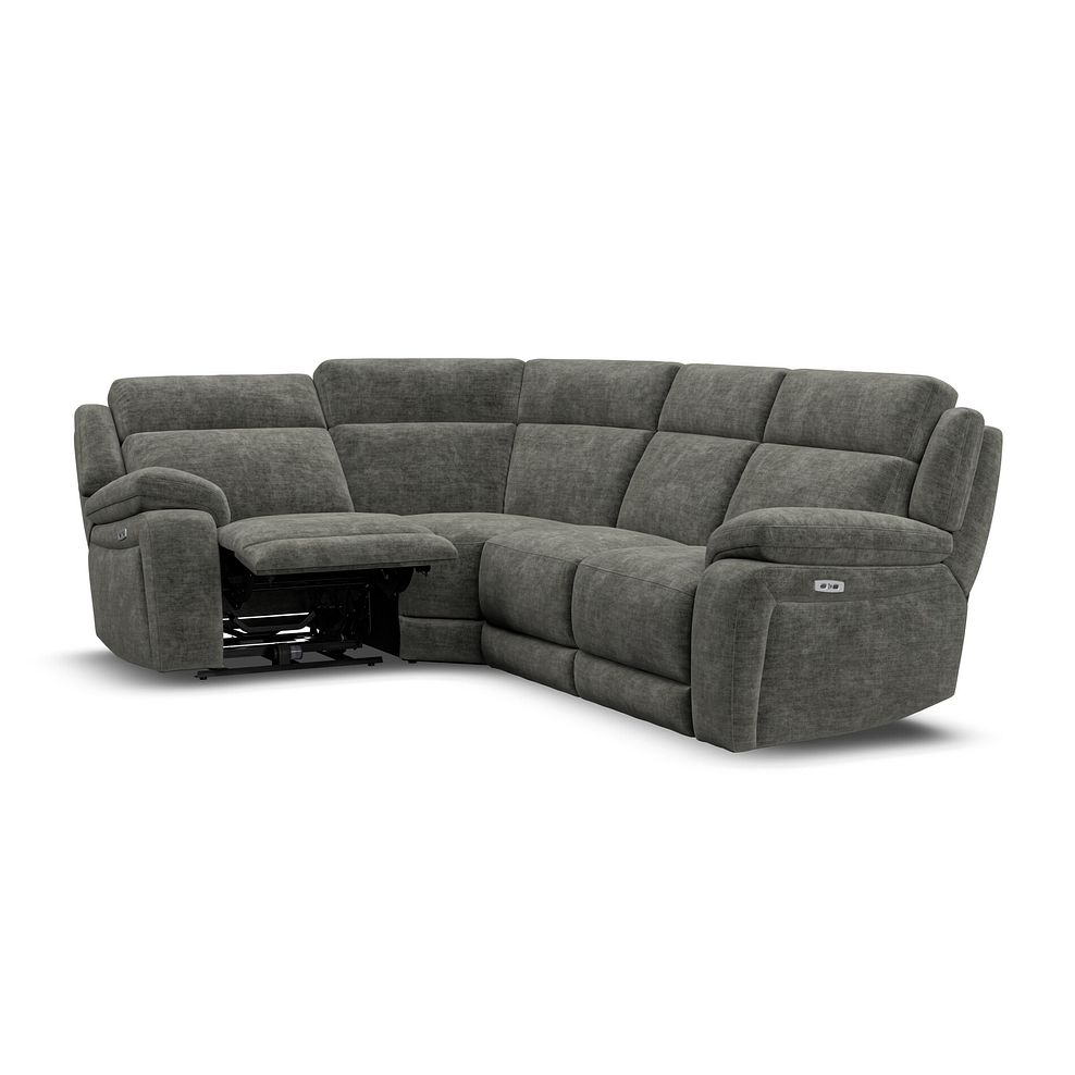 Emerson Right Hand Corner Electric Recliner Sofa in Plush Charcoal Fabric 3