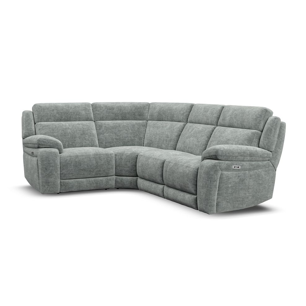 Emerson Right Hand Corner Electric Recliner Sofa in Plush Silver Fabric 1