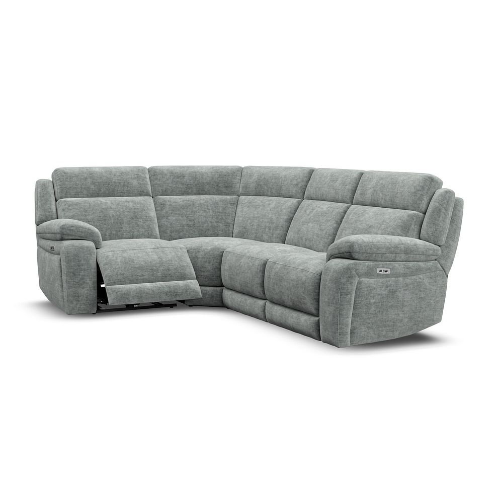 Emerson Right Hand Corner Electric Recliner Sofa in Plush Silver Fabric 2