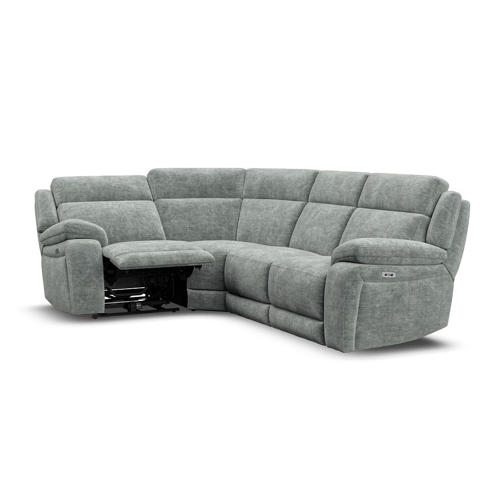 Emerson Right Hand Corner Electric Recliner Sofa in Plush Silver Fabric 3