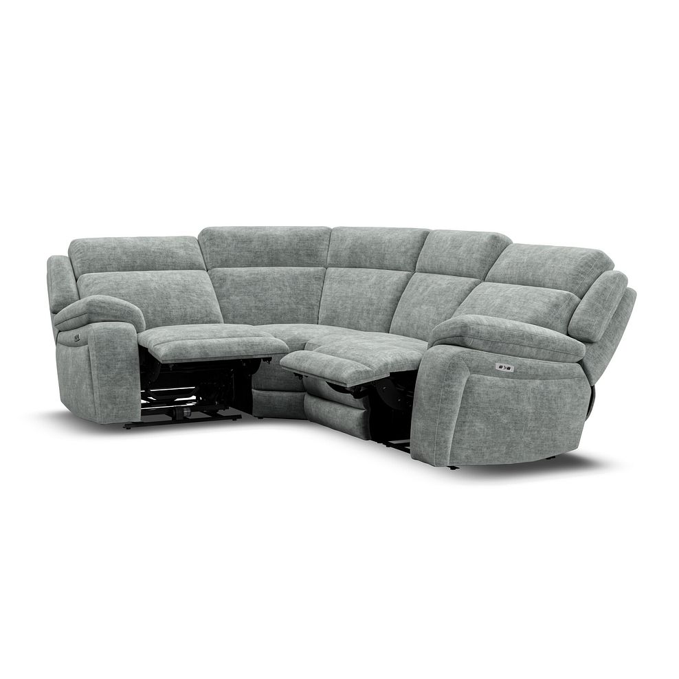 Emerson Right Hand Corner Electric Recliner Sofa in Plush Silver Fabric 4