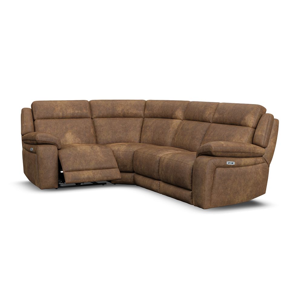 Emerson Right Hand Corner Electric Recliner Sofa in Ranch Brown Fabric 2