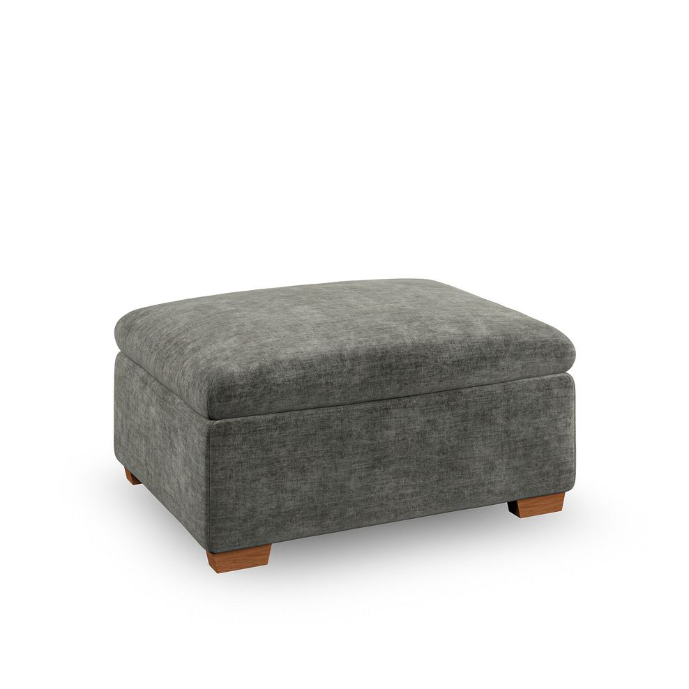 Emerson Storage Footstool in Plush Charcoal Fabric 1