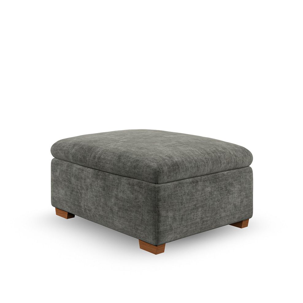 Emerson Storage Footstool in Plush Charcoal Fabric 4