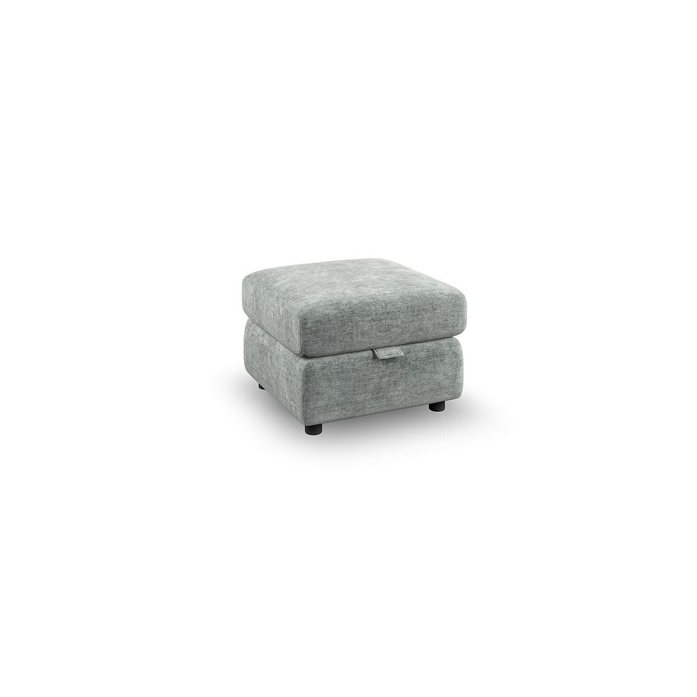 Emerson Storage Footstool in Plush Silver Fabric 1