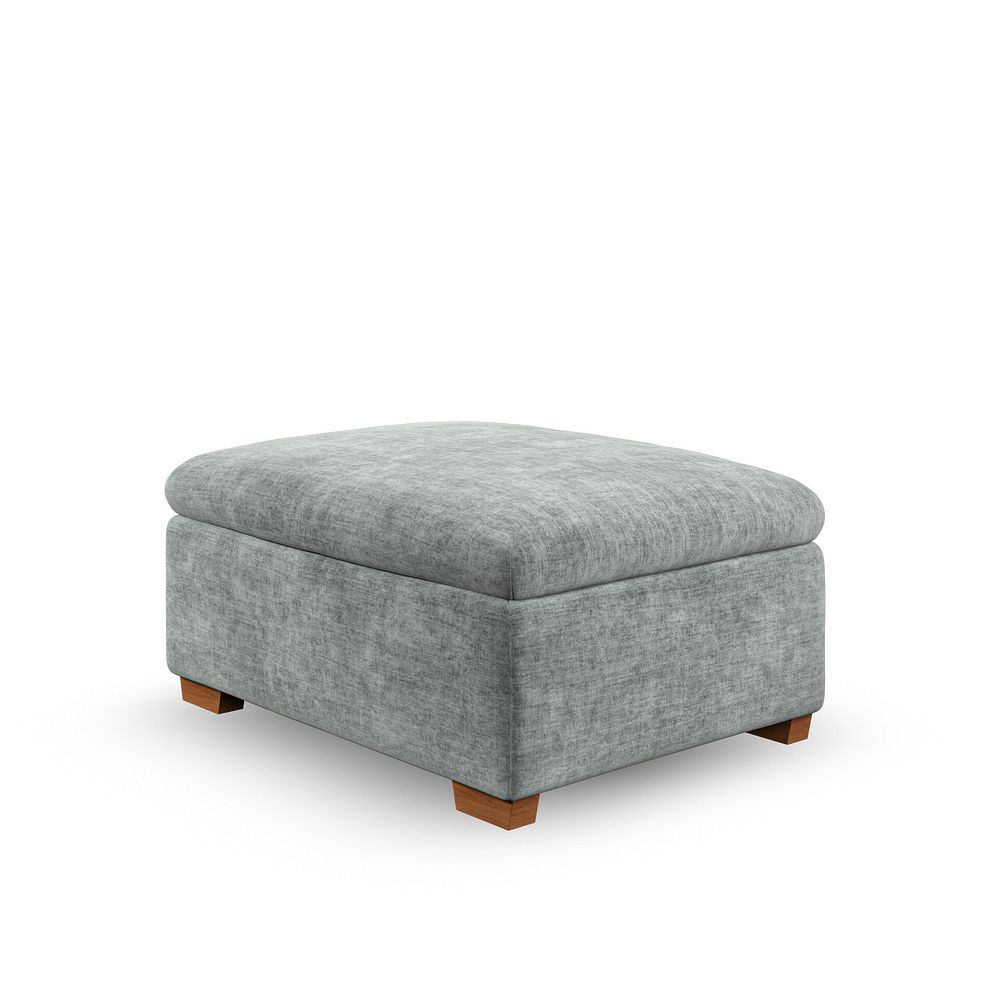 Emerson Storage Footstool in Plush Silver Fabric 4