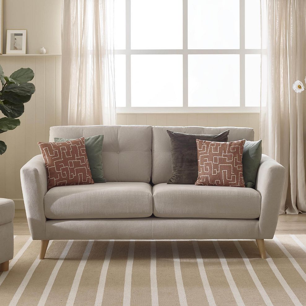 Emery 3 Seater Sofa in  Freya Oatmeal Fabric 2