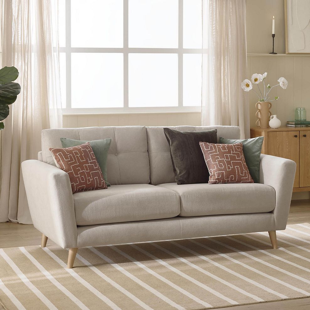 Emery 3 Seater Sofa in  Freya Oatmeal Fabric 1